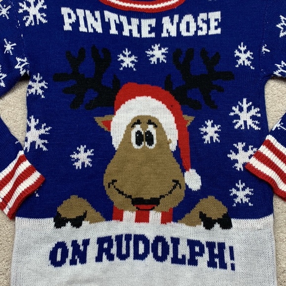 ❤️ Pin the nose on Rudolph Reindeer Ugly Christmas Sweater - Picture 3 of 5